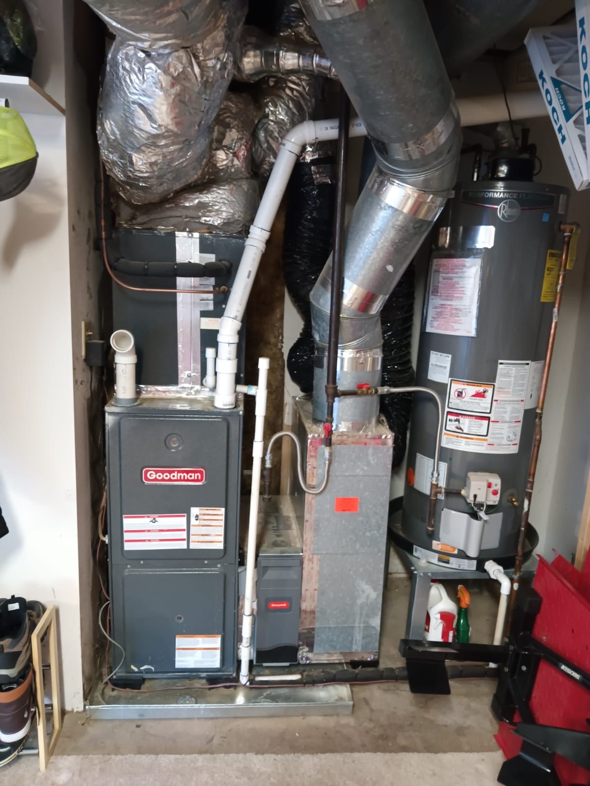 Goodman furnace and air handler installation with ductwork