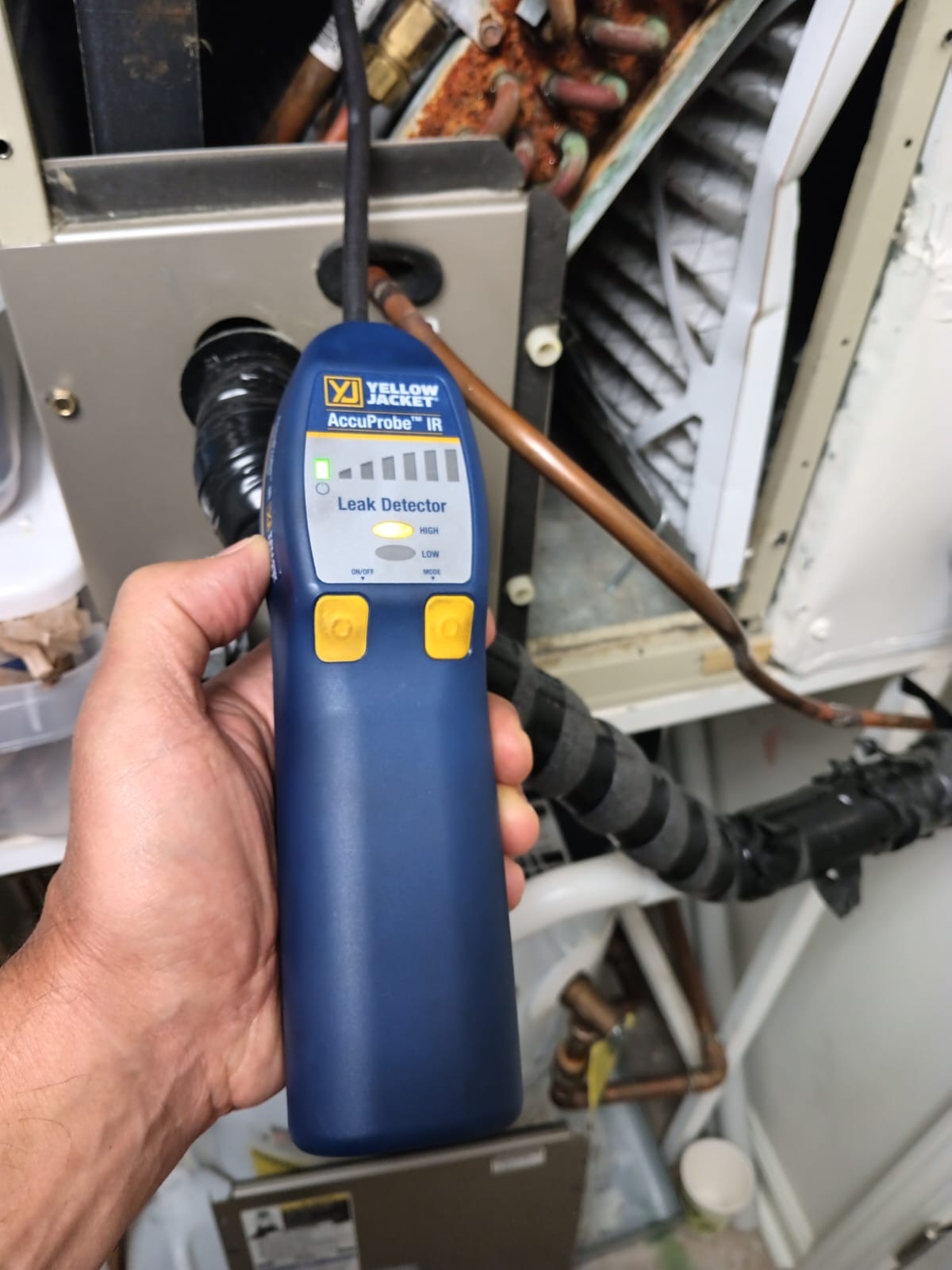Refrigerant leak detection with Yellow Jacket AccuProbe IR detector